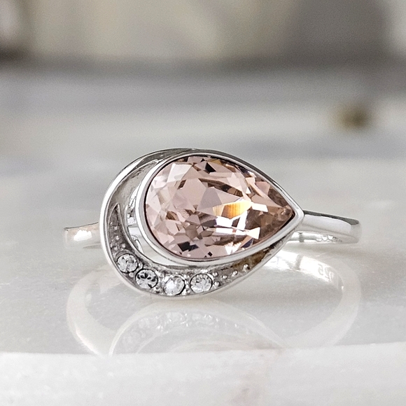 Official Swarovski Pink Champagne Crystal ring, 925 Sterling Silver - Picture 4 of 5